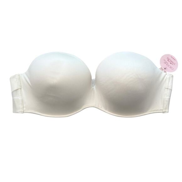 Cacique 40D Cream Multi-way Strapless Underwire Bra Padded Clear Straps NEW - Picture 3 of 9